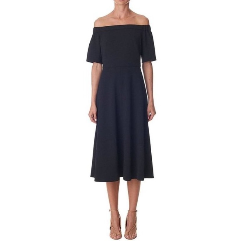 Nwt Tibi Off Shoulder Black Midi Dress